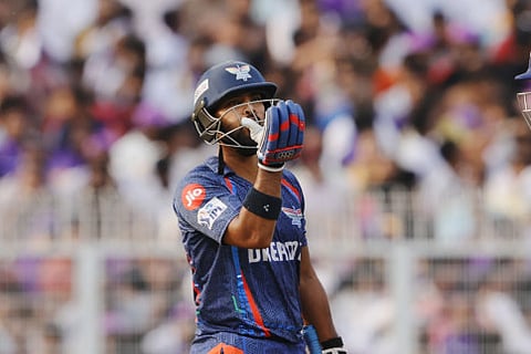 Nicholas Pooran of Lucknow Super Giants celebrating his half century during the Indian Premier League season 18.