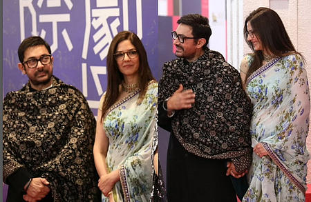 Aamir Khan introduces his girlfriend Gauri Spratt to Chinese media and actors Shen Teng, Ma Li