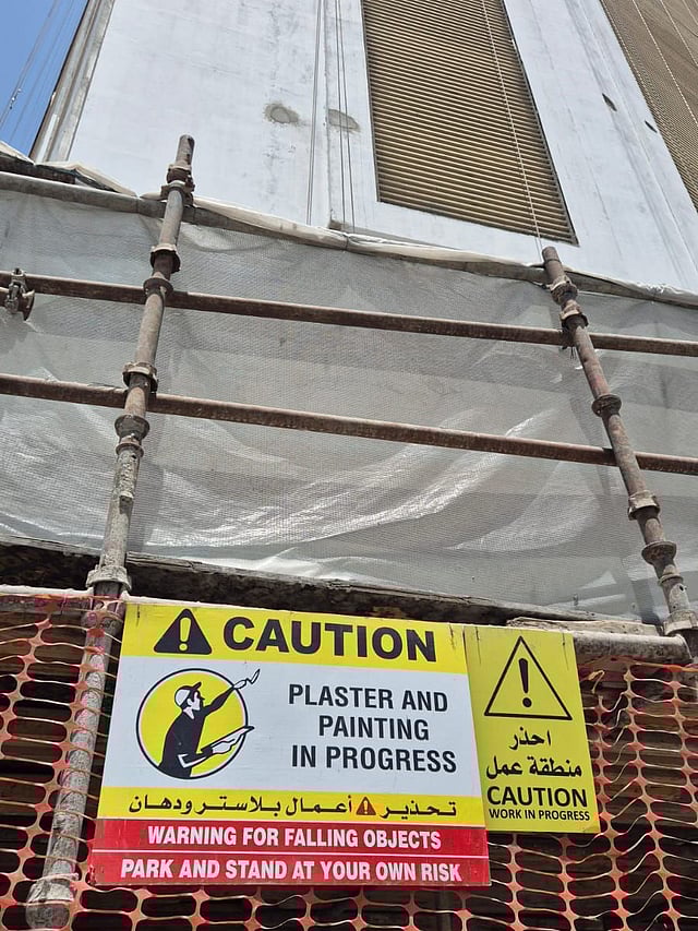 A big disaster was avoided in the building as the cladding was removed recently. Building was under renovation with plaster and painting work.