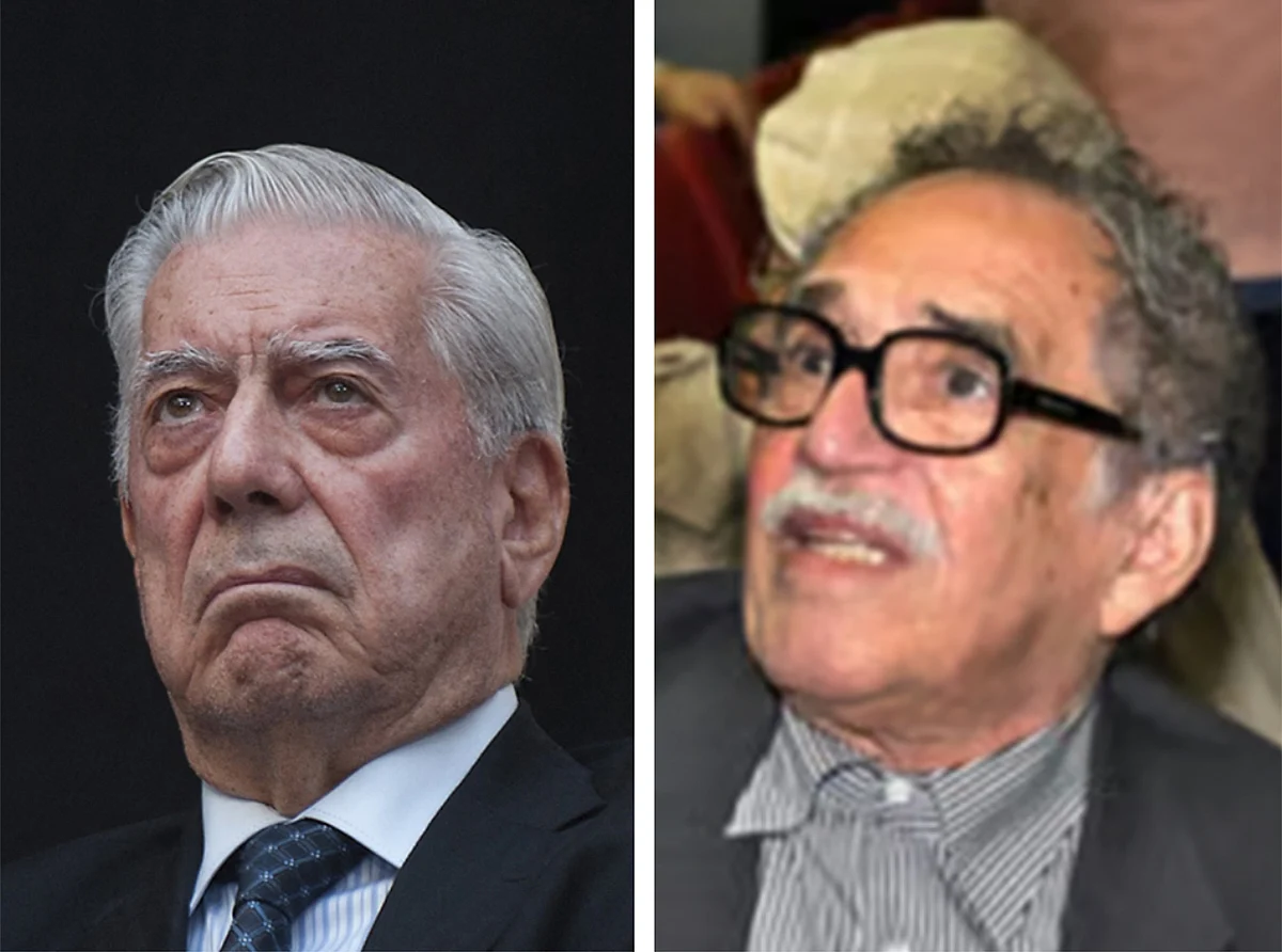 A combination photo of Mario Vargas Llosa, left, and Gabriel Garcia Marquez was also attending the screening. 