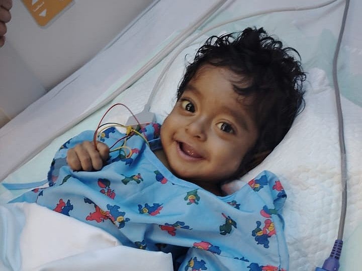 A beaming Malek following his historic liver transplant in Dubai