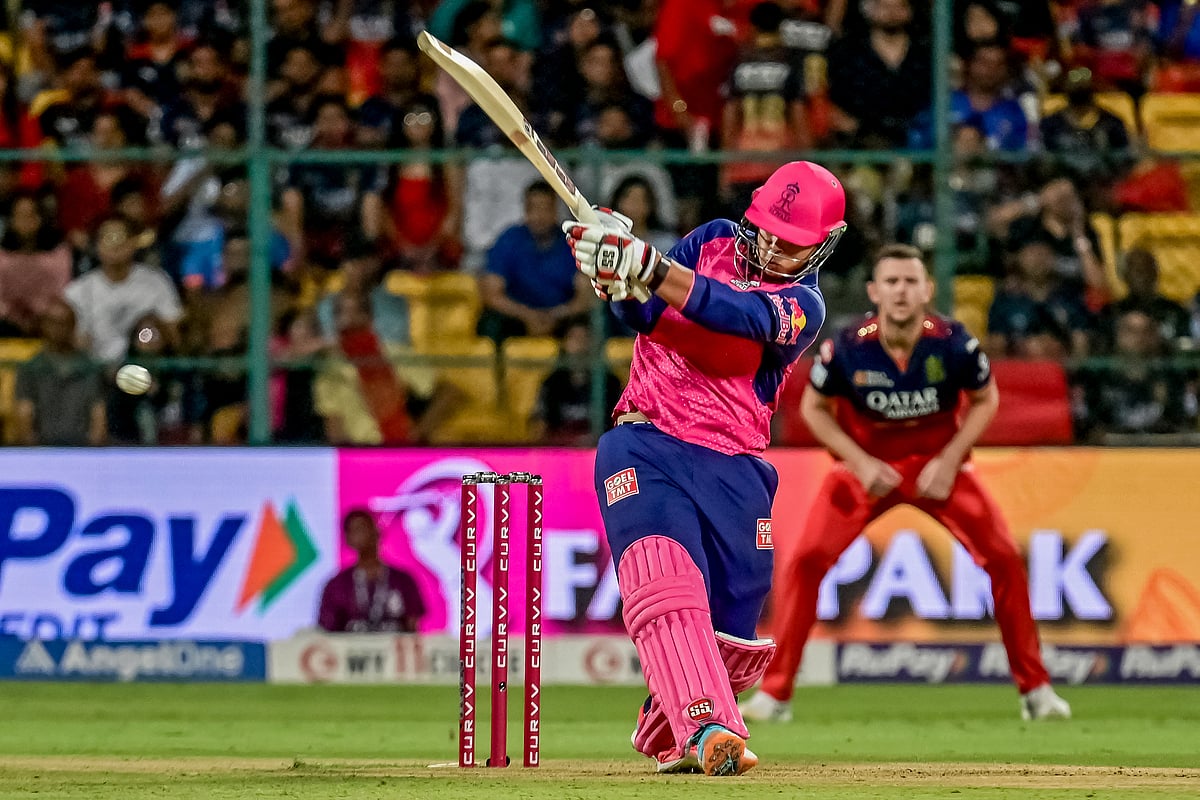 Rajasthan Royals' Vaibhav Suryavanshi in action during the Indian Premier League (IPL) Twenty20 cricket match against Royal Challengers Bengaluru at the M Chinnaswamy Stadium in Bengaluru on April 24.