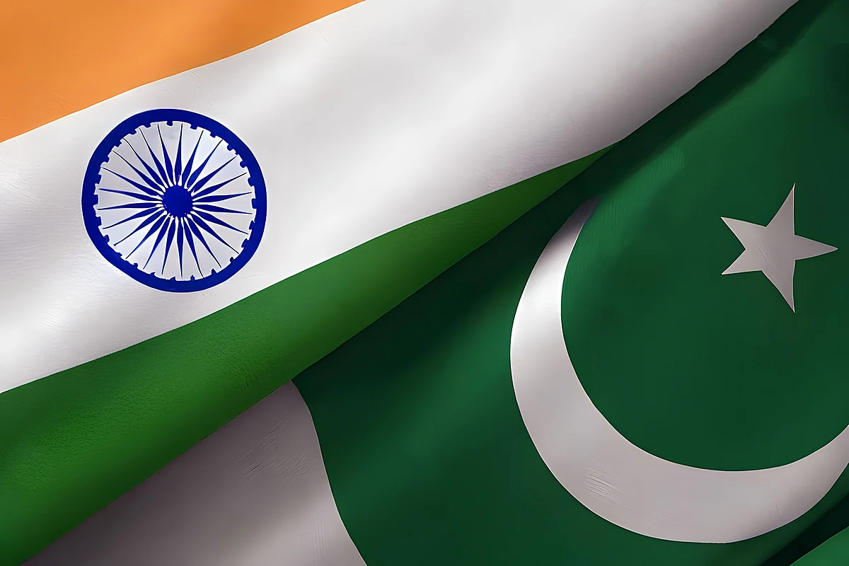 STOCK India Pakistan flags