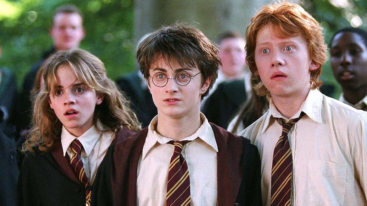 Daniel Radcliffe, Emma Watson and Rupert Grint in Harry Potter and the Prisoner of Azkaban, the original film series. 