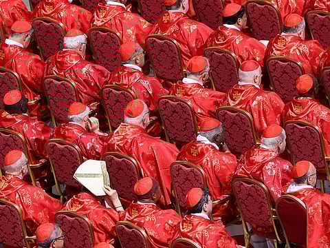 Cardinals during the funeral of Pope Francis in St. Peter’s Square in Vatican City.