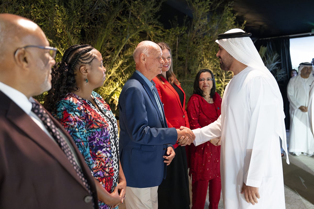 Sheikh Theyab bin Mohamed bin Zayed Al Nahyan meeting delegates at the ceremony held to launch the Beginnings Fund for Africa