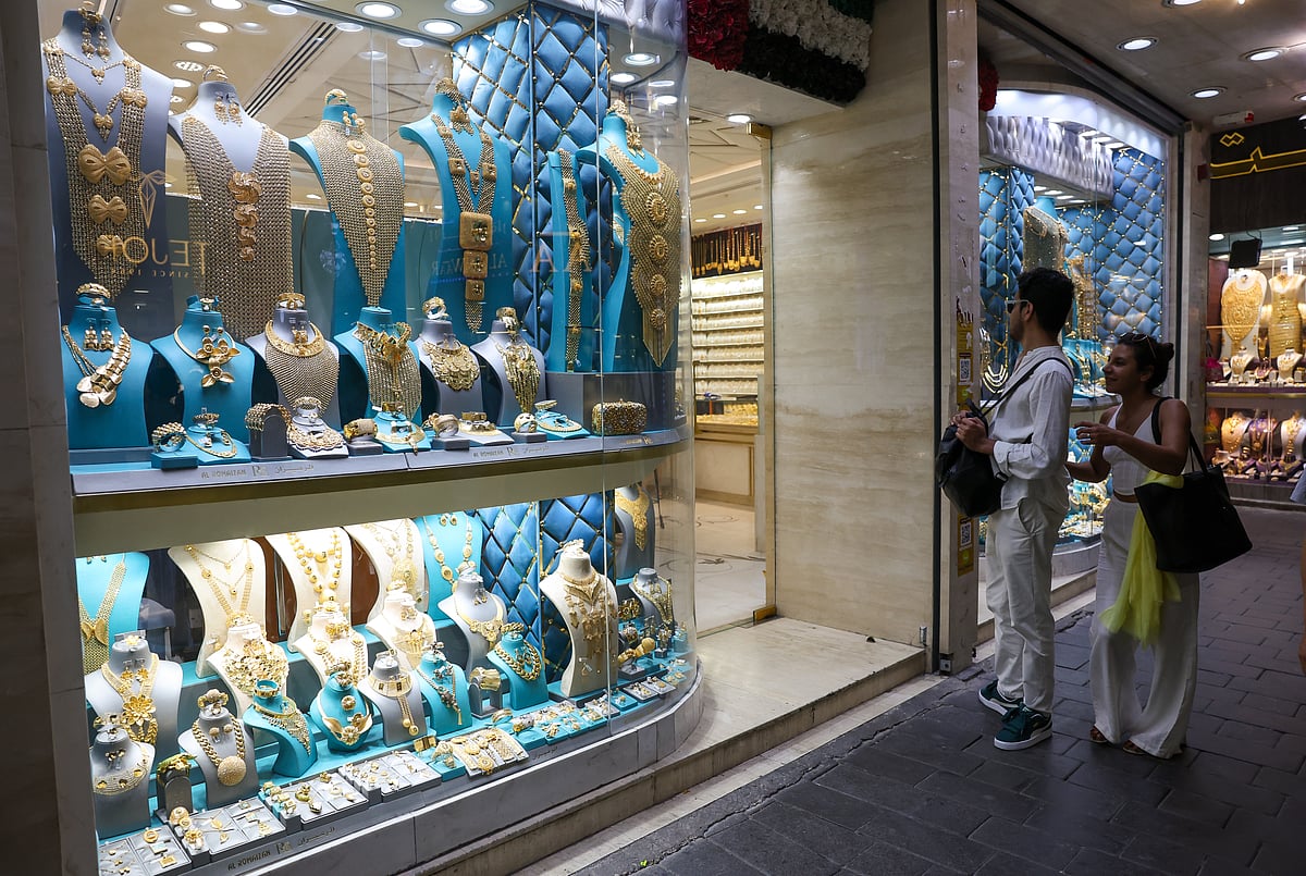 Stock Gold   Shoppers at gold souq in Deira. 