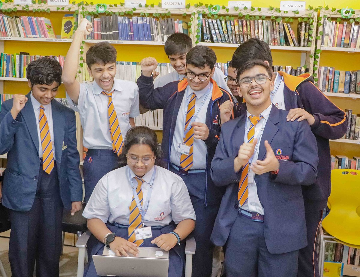 Students of Ambassador School, Dubai, celebrate their results