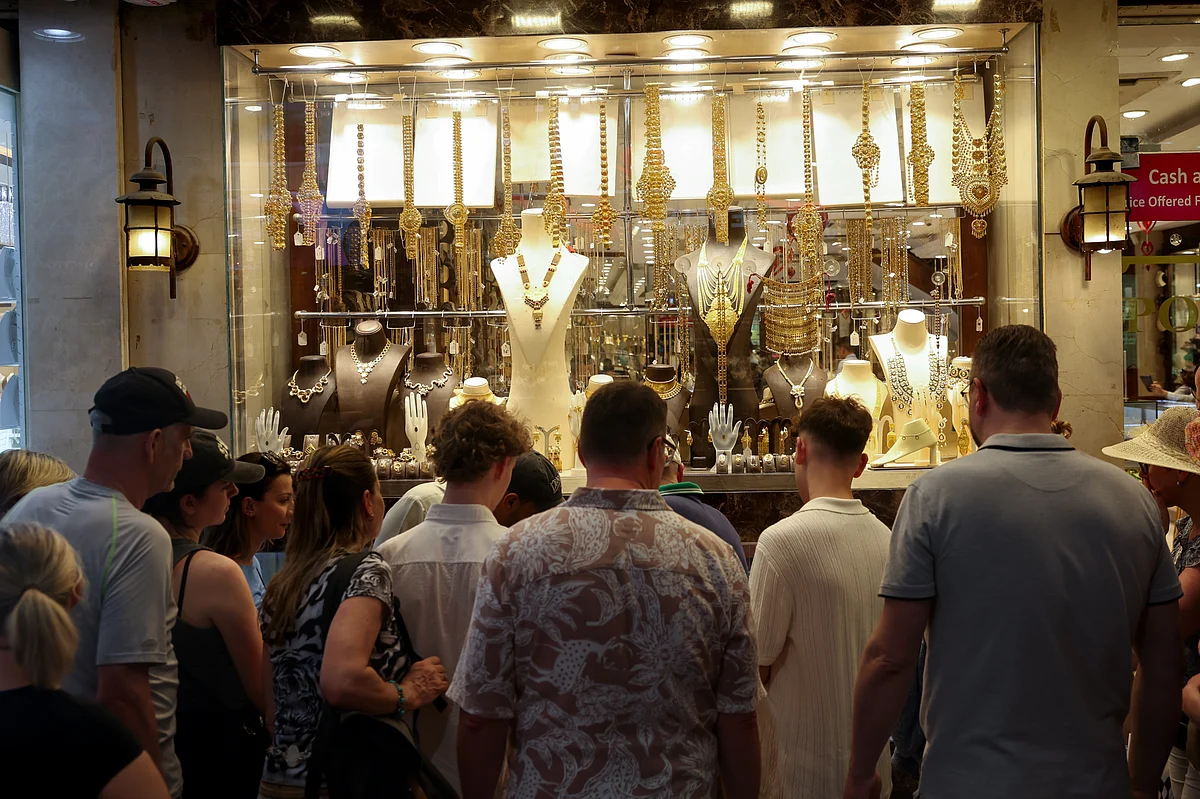 Stock Gold   Shoppers at gold souq in Deira. 