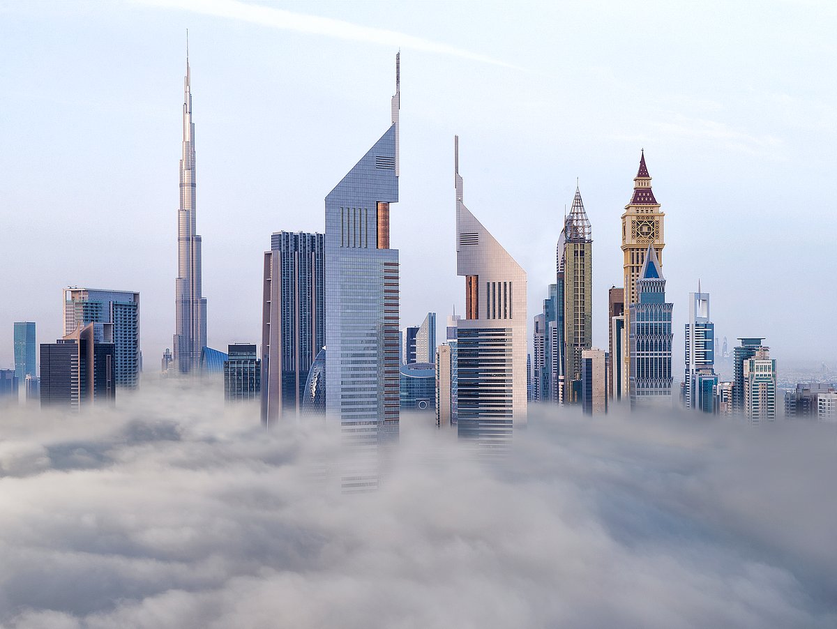 In the mid-1990s, His Highness Sheikh Mohammed bin Rashid Al Maktoum, Vice President and Prime Minister of the UAE and Ruler of Dubai,  launched an international design competition, challenging participants to create a landmark for the city’s growing financial hub. The current design was the winning entry.