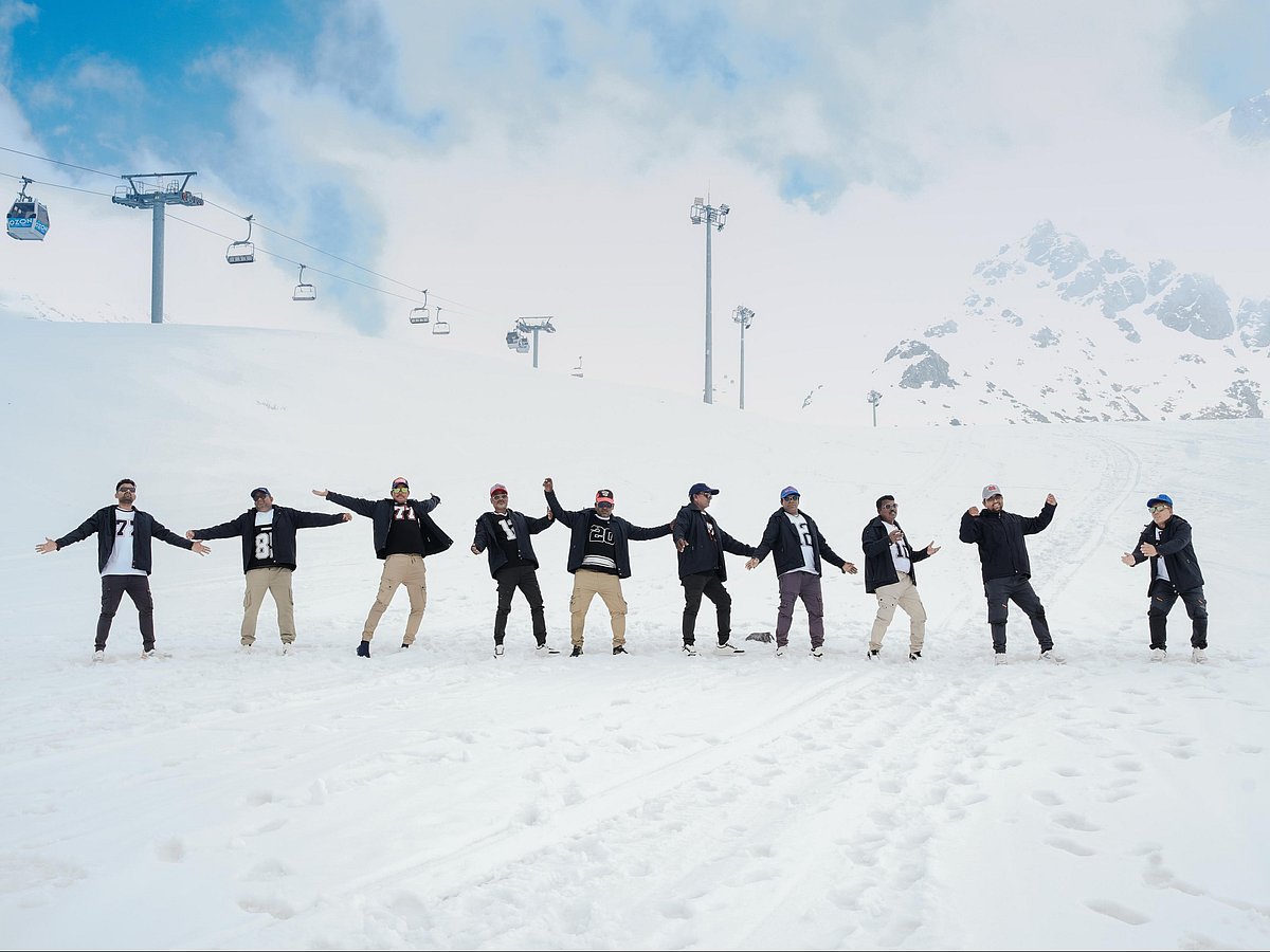 The workers enjoy at Shymbulak Mountain in Kazakhstan