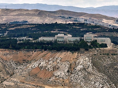 This aerial photo shows the Syrian presidential palace in Damascus' Mount Qasyoun on May 2, 2025. 