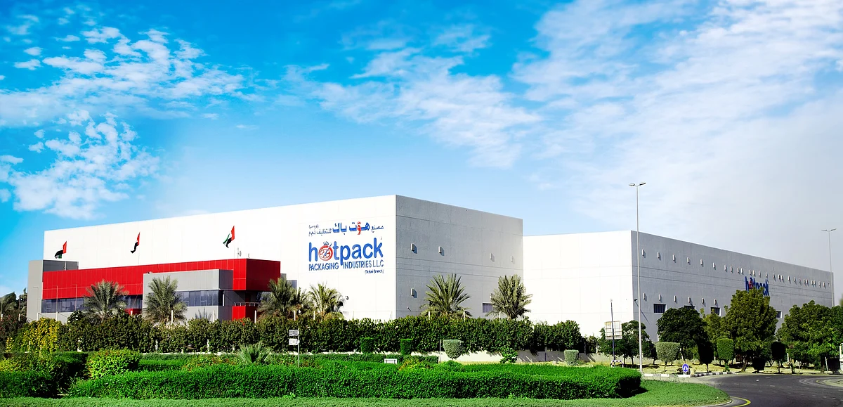 The 70,000 square feet facility will launch operations in June 2025. Pictured above is Hotpack's headquarters in DIP, Dubai.  