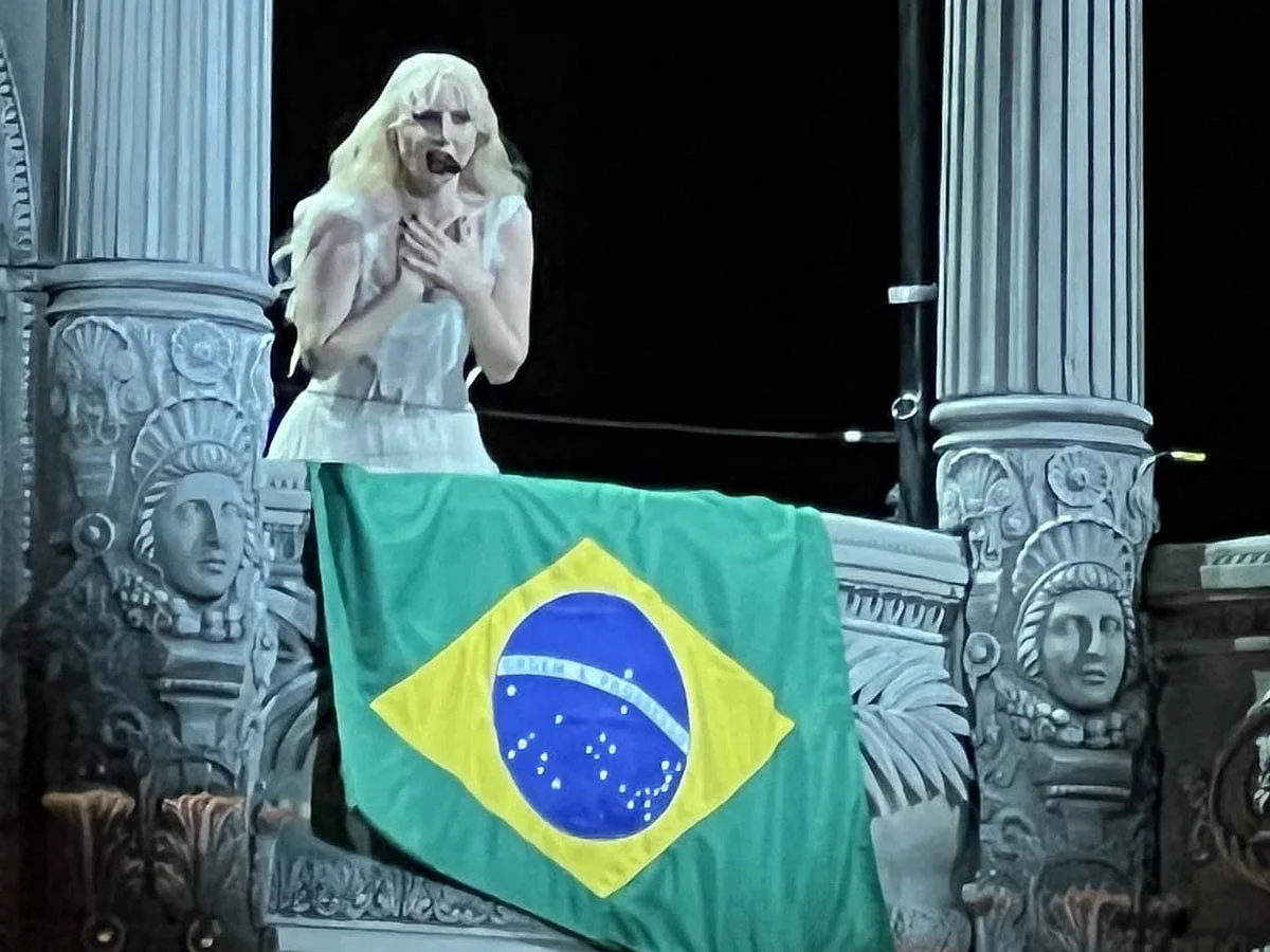 US pop star Lady Gaga performs during a free concert at Copacabana beach in Rio de Janeiro, Brazil.