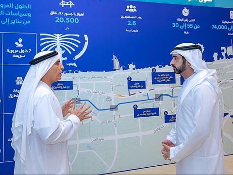Hamdan bin Mohammed reviews progress of key strategic road corridors, projects timeline through 2027 by RTA. 