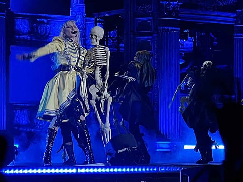 US pop star Lady Gaga performs during her concert at Copacabana beach in Rio de Janeiro, Brazil on May 3, 2025. 