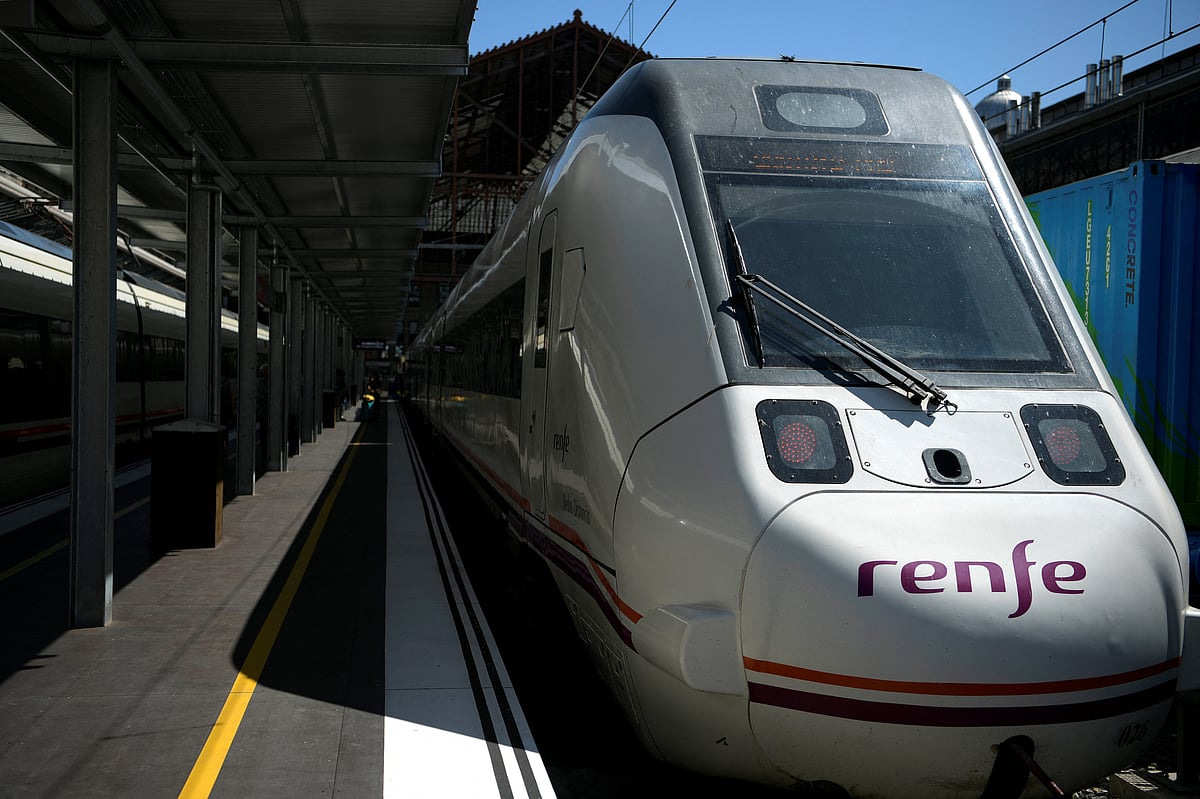 A train of the Spanish state-owned rail company Renfe, is pictured at the Principe Pio train station in Madrid.