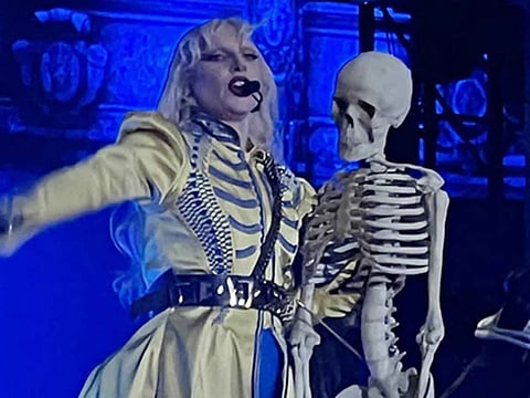 US pop star Lady Gaga performs during her concert at Copacabana beach in Rio de Janeiro, Brazil on May 3, 2025. 