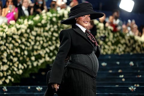 Rihanna attends the 2025 Met Gala Celebrating "Superfine: Tailoring Black Style" at Metropolitan Museum of Art on May 05, 2025 in New York City.