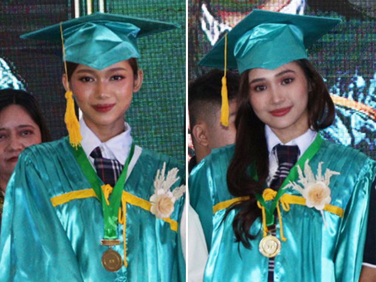 Congratulations Gwen (L) and Jhoanna (R). Officially senior high graduates!