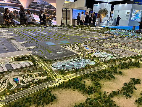 A full-size model of the under-development DWC passenger terminal on display at Dubai Airport Show.