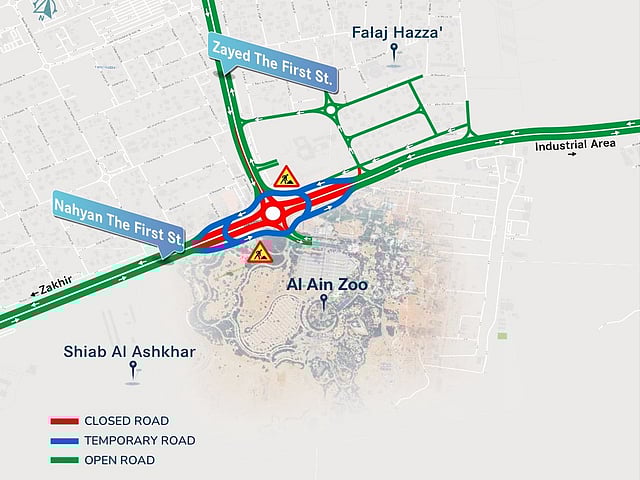 Partial Closure on Nahyan The First Street (Zakhir Roundabout)