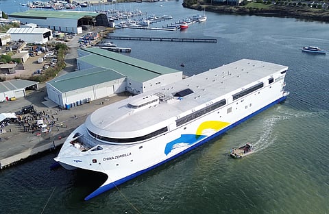 Hailed as “world’s largest” battery-electric ship, the Incat Hull 096, named "China Zorrilla" recently touched the water for the first time. The vessel was launched on May 2 at Australia’s high-speed catamaran ferry manufacturer Incat Tasmania’s shipyard in Hobart.