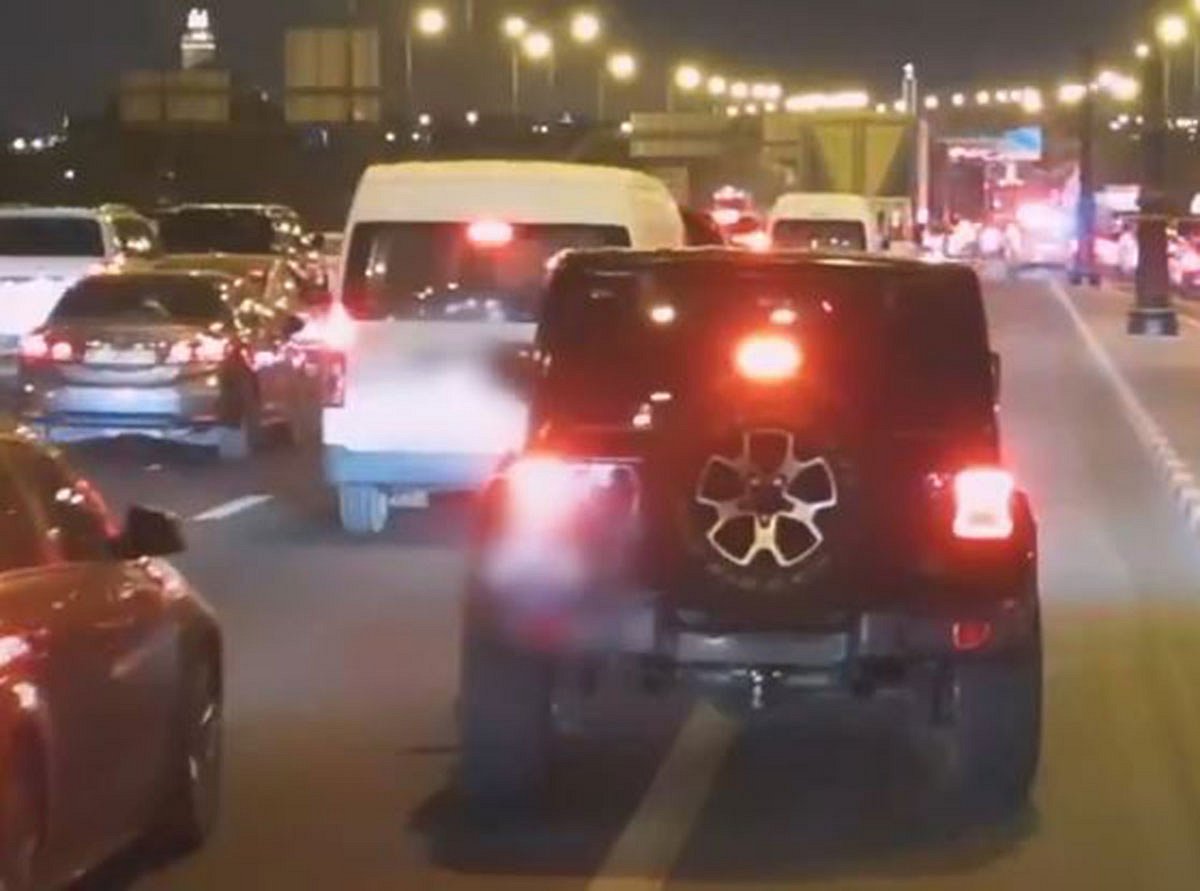 Sharjah Police share video of drivers using hard shoulder to skip traffic

