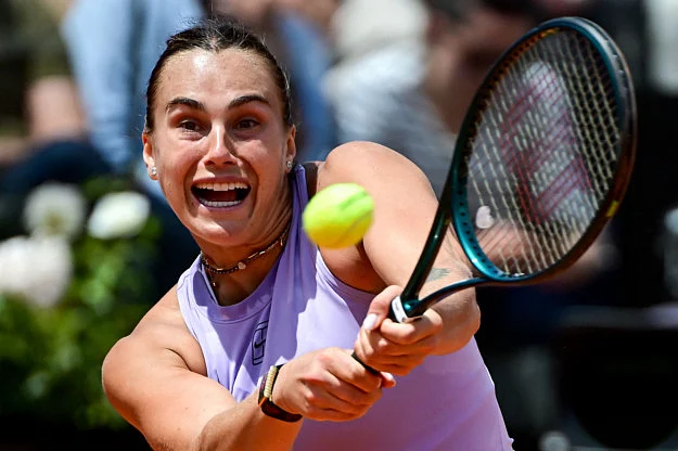 Belarus' Aryna Sabalenka returns to US' Sofia Kenin during their women's singles match of the WTA Rome Open tennis tournament at Foro Italico in Rome on May 11.