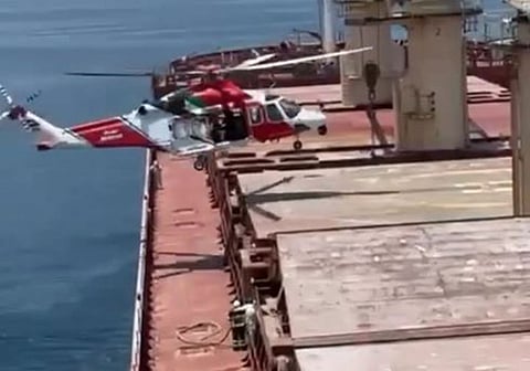 Video: Man with burns and injuries airlifted from cargo ship to Abu Dhabi hospital