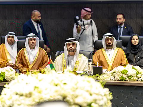 UAE delegation, led by Sheikh Mansoor, attending the 37th meeting of GCC National Olympic Committee Presidents in Kuwait.