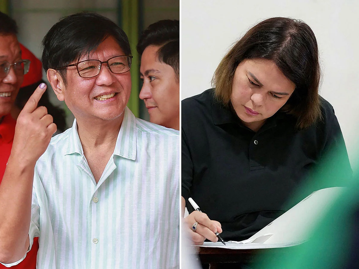 The mid-term election is widely seen as a referendum on the explosive feud between President Ferdinand Marcos (L) and impeached Vice President Sara Duterte (R).