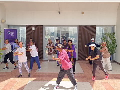 Aerobics with the seniors at Dusit Thani, Dubai. The previous session broke barriers and built bonds—showing that vitality, like joy, knows no age.