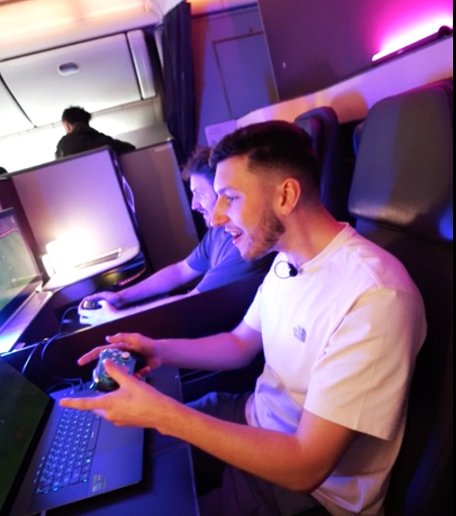 Gaming influencers participated in the mid-air showdown during a Doha to London flight on May 10. 