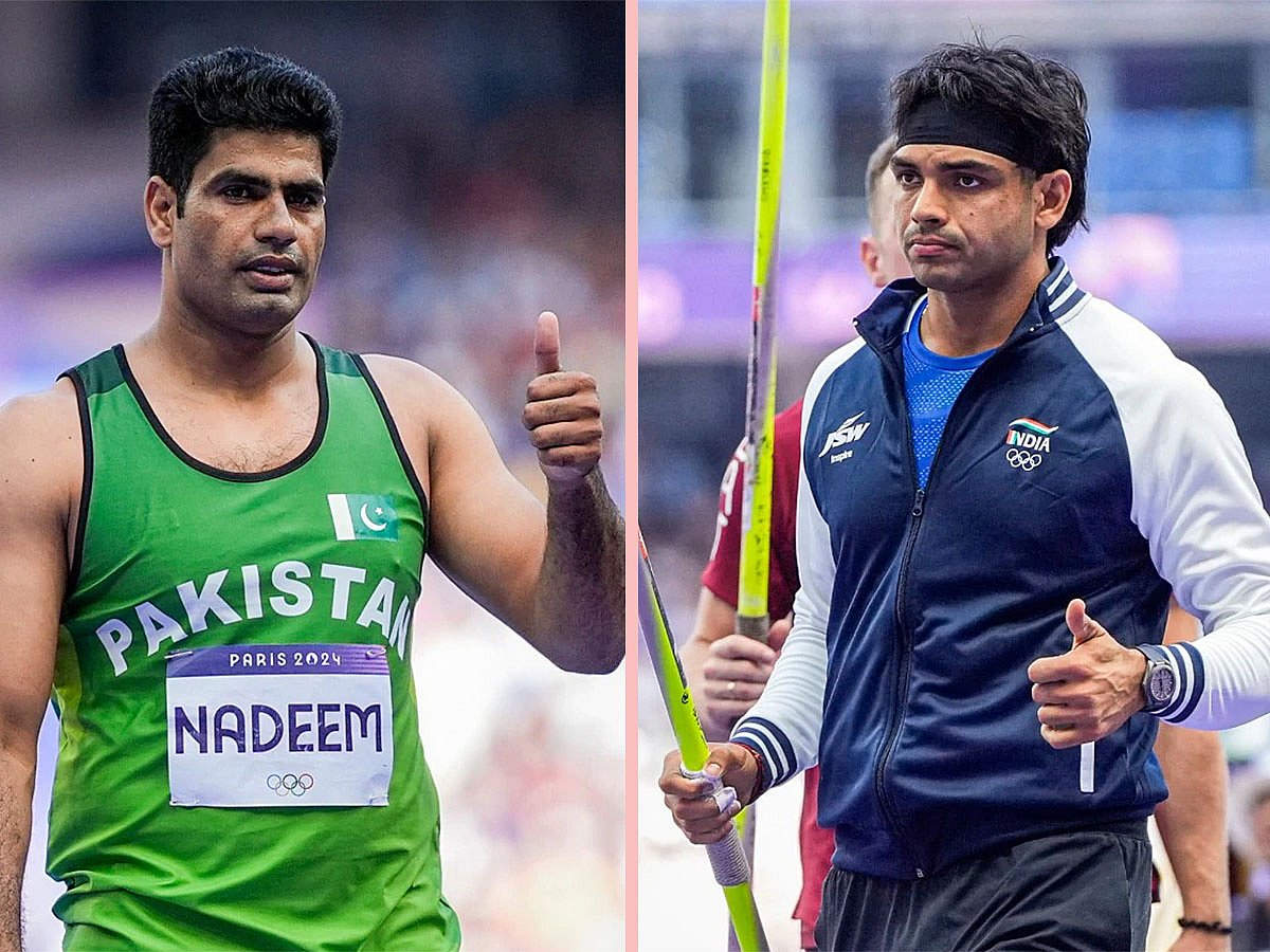 Pakistan's Arshad Nadeem (left) and India's Neeraj Chopra