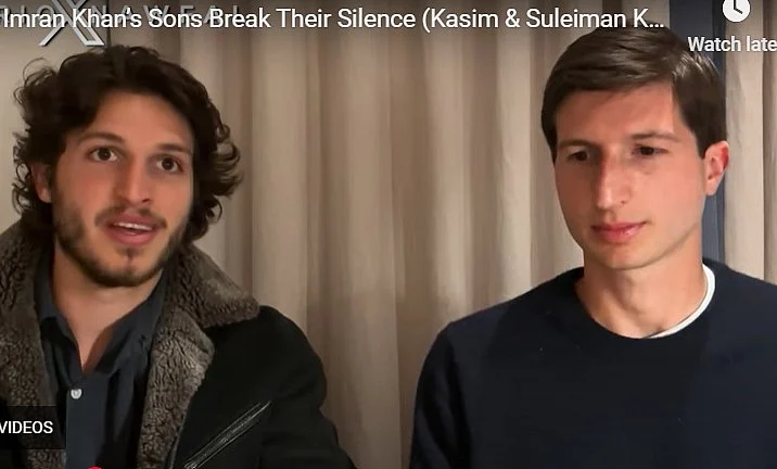 Former Prime Minister of Pakistan Imran Khan's sons Kasim Khan and Sulaiman Khan during the interview 