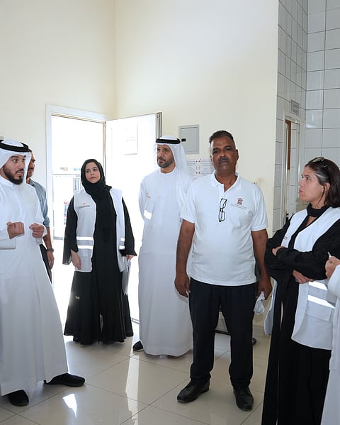 The National Human Rights Institution (NHRI) delegation during inspection of a workers’ accommodation in Sharjah.