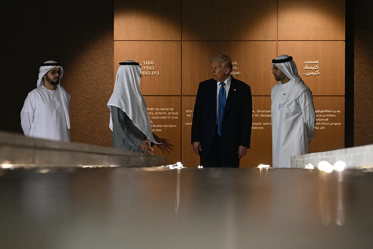 US President Donald Trump tours the Abrahamic Family House, an interfaith complex in Abu Dhabi, on May 16, 2025.