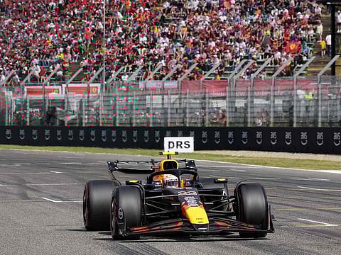 Red Bull driver Yuki Tsunoda of Japan steers his car during the qualifying session ahead of the Italy's Emilia Romagna Formula One Grand Prix, at the Enzo and Dino Ferrari racetrack in Imola, Italy, Saturday, May 17, 2025. 