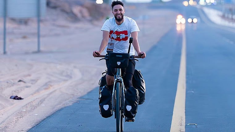 After a months-long journey on his bicycle, Anas Al Razqi fulfils his dream of reaching Saudi Arabia to perform Hajj.  