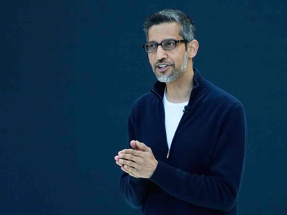 Alphabet CEO Sundar Pichai speaks at a Google I/O event in Mountain View, California, on Tuesday, May 20, 2025.