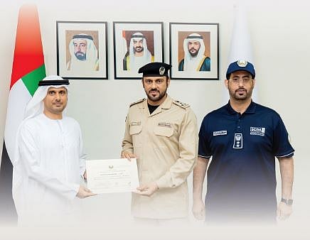 Amer Ali Al Qadri was honoured by Brigadier Yusuf Abdul Rahman Al Shamsi for his bravery.