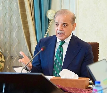 Prime Minister Shehbaz Sharif chairs the FBR meeting to discuss the launch of AI-powered customs clearance system. File photo