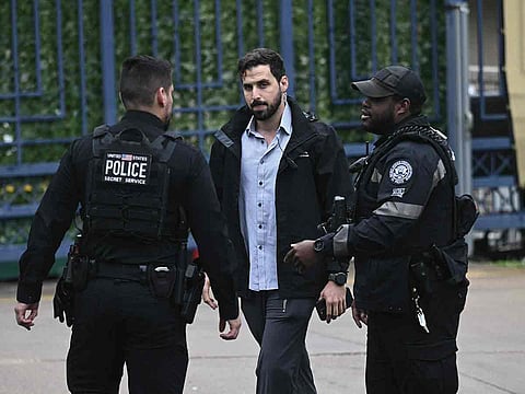 Security officers surround the Israeli Embassy in Washington, DC, on May 22, 2025, following a shooting that left two people dead. 