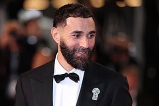 Ittihad's French forward #09 Karim Benzema arrives for the screening of the film "13 jours, 13 nuits" (13 Days, 13 Nights) at the 78th edition of the Cannes Film Festival in Cannes, southern France, on May 23, 2025.