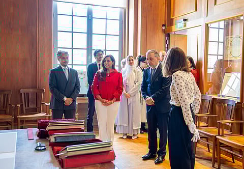 Sheikha Bodour bint Sultan Al Qasimi, Chairperson of the Sharjah Book Authority (SBA), during her visit to the Bibliothèque nationale de France (National Library of France) in Paris.