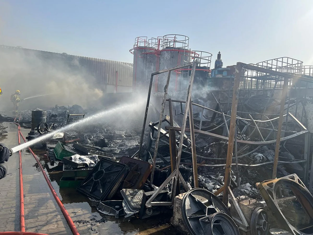  The fire hit two warehouses - one for fiberglass and the other for chemicals