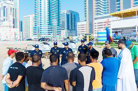 Officers gathered with a group of riders to explain the dangers of careless jet ski use.