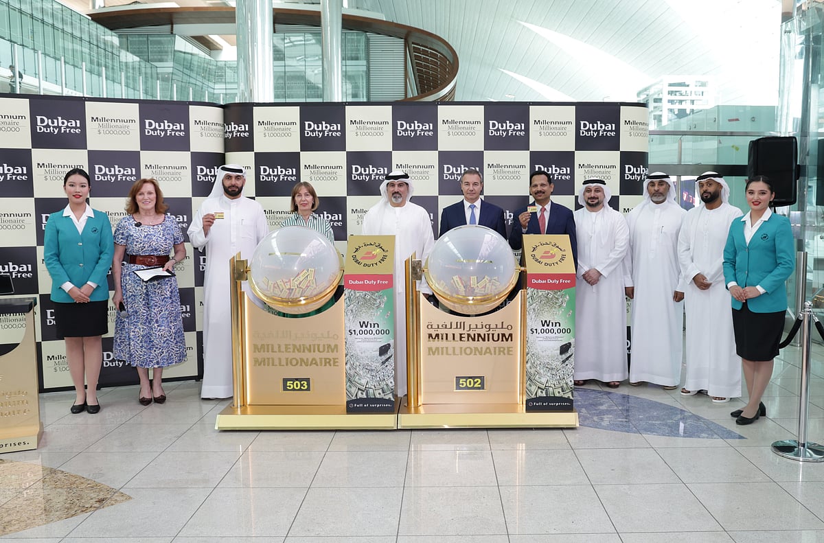 Dubai Duty Free officials at the draw for DDF Millennium Millionaire Series 502 and 503