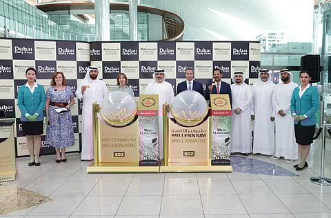 Dubai Duty Free officials at the draw for DDF Millennium Millionaire Series 502 and 503